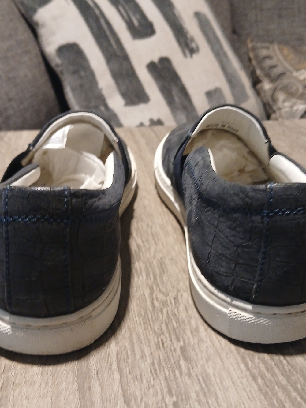 Lanvin Navy Blue Croc-Embossed Suede Slip-On Skate Sneakers - Size EU 38 - Picture 8 of 13